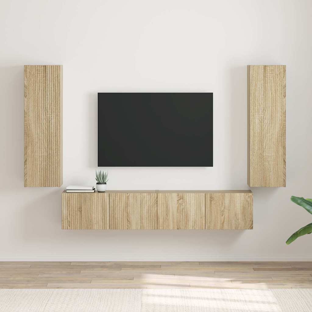 vidaXL TV Wall Cabinet 2 pcs Sonoma 30 x 31 x 100 cm Engineered Wood