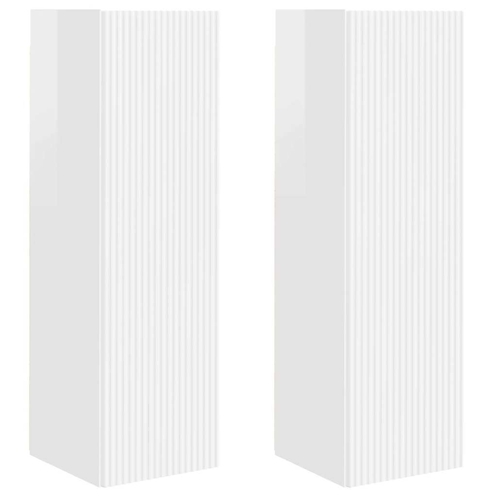 vidaXL TV Wall Cabinet Wall-mounted 2 pcs Gloss White 30 x 31 x 100 cm