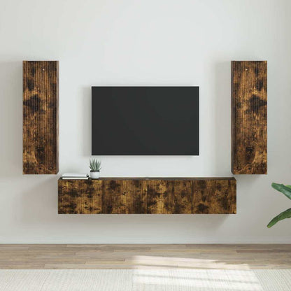 vidaXL TV Wall Cabinet Wall-mounted 2 pcs Smoked Oak 30 x 31 x 100 cm