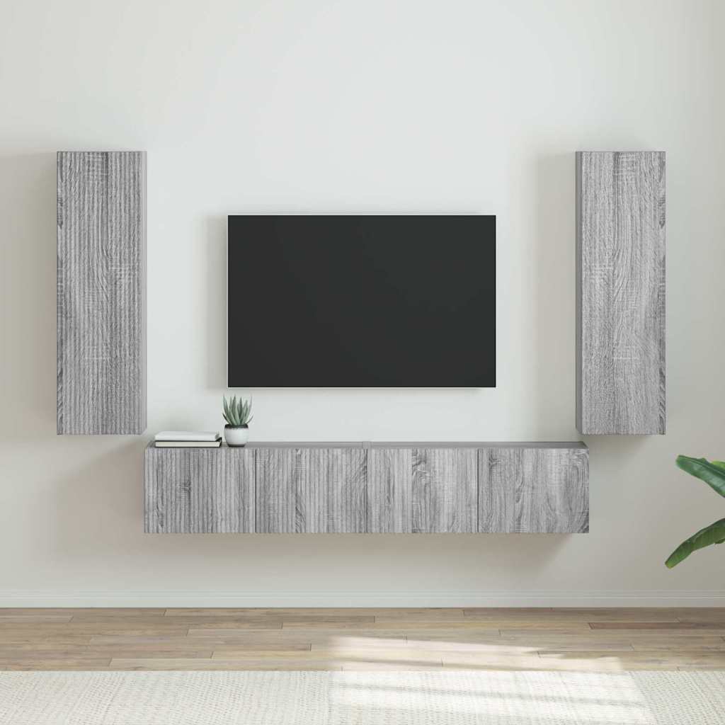 vidaXL TV Wall Cabinet Wall-mounted 2 pcs Grey Sonoma 30 x 31 x 100 cm