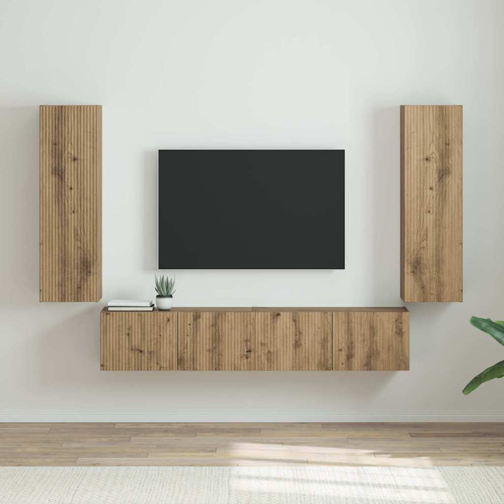 vidaXL TV Wall Cabinet 2 pcs Artisian Oak Engineered Wood