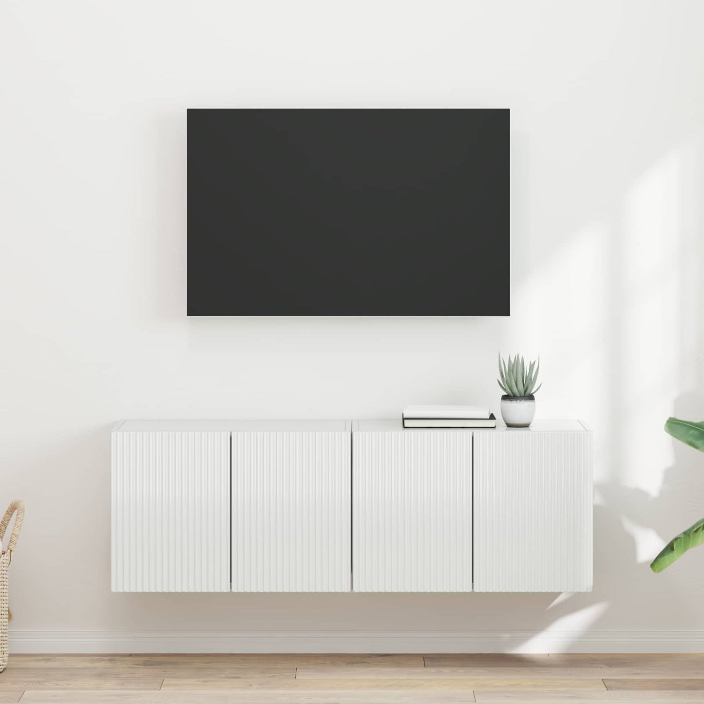 vidaXL TV Wall Cabinet 2 pcs High Gloss White 59.5 x 31 x 40 cm