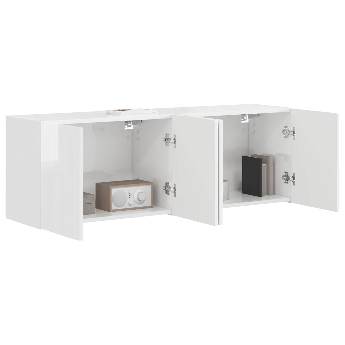 vidaXL TV Wall Cabinet 2 pcs High Gloss White 59.5 x 31 x 40 cm