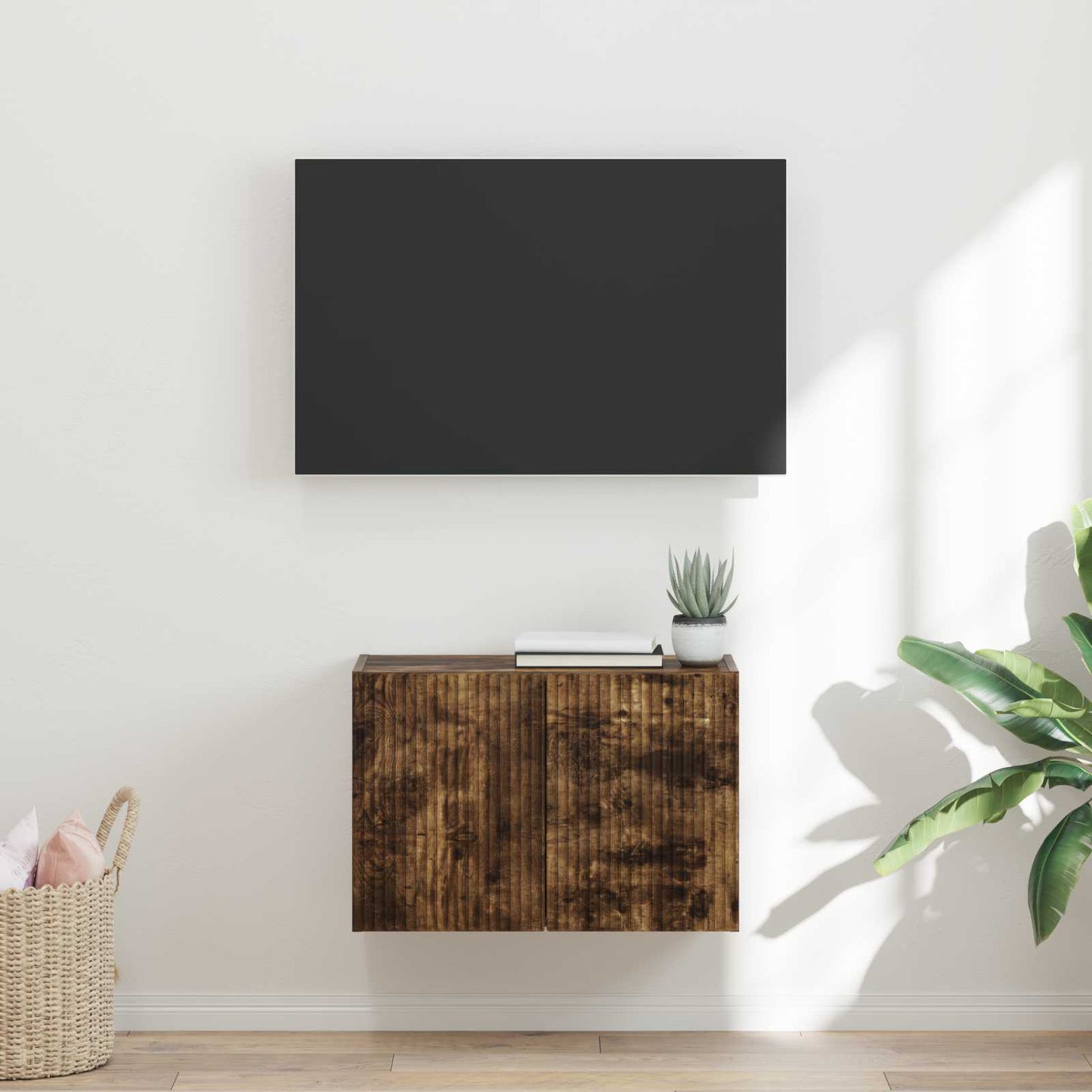 vidaXL TV Wall Cabinet Smoked Oak 59.5 x 31 x 40 cm Engineered Wood