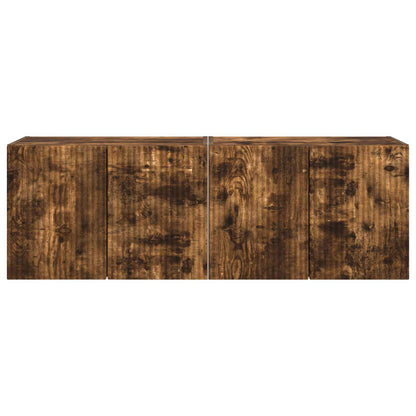 vidaXL TV Wall Cabinet Wall-mounted 2 pcs Smoked Oak 59.5 x 31 x 40 cm