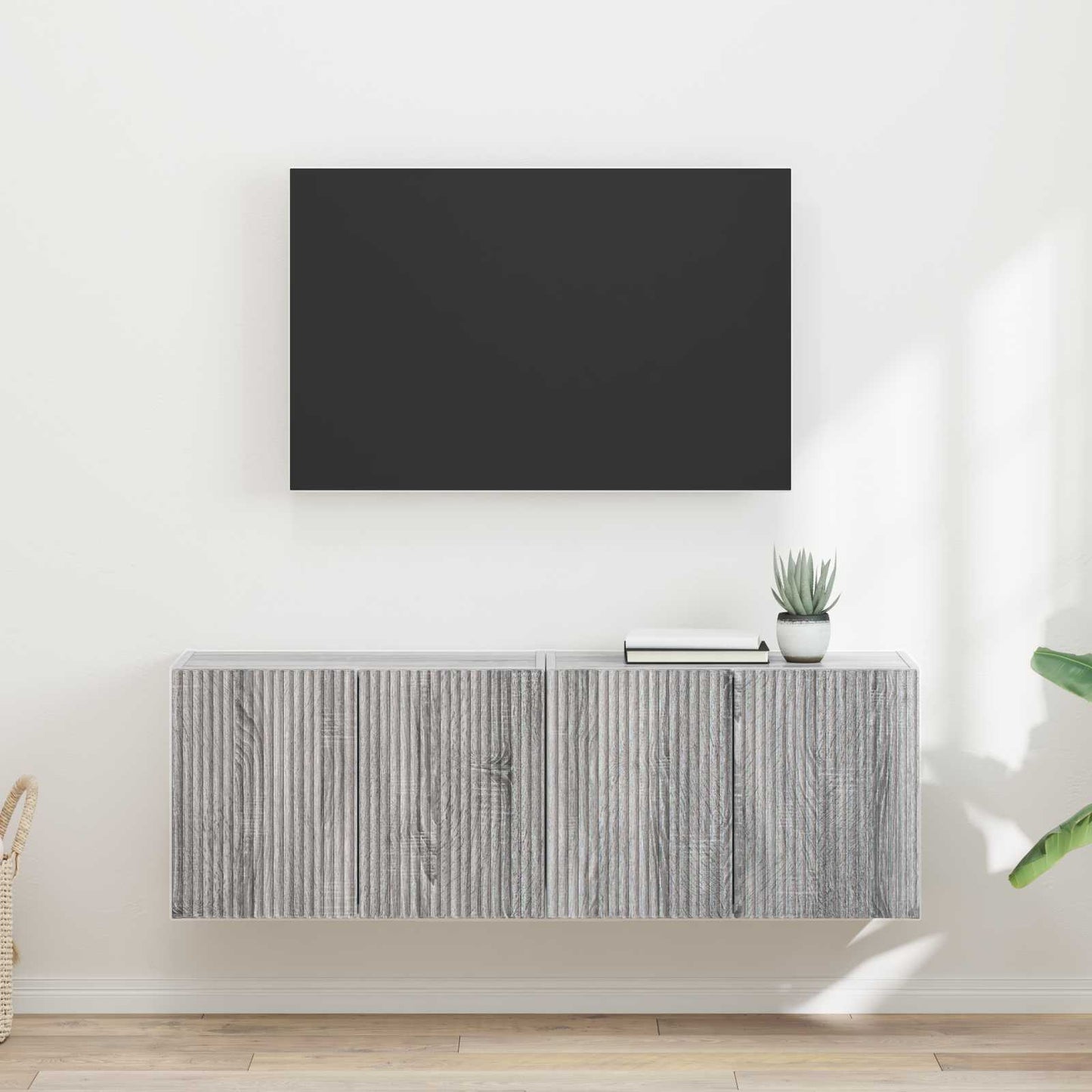 vidaXL TV Wall Cabinet 2 pcs Grey Sonoma 59.5 x 31 x 40 cm