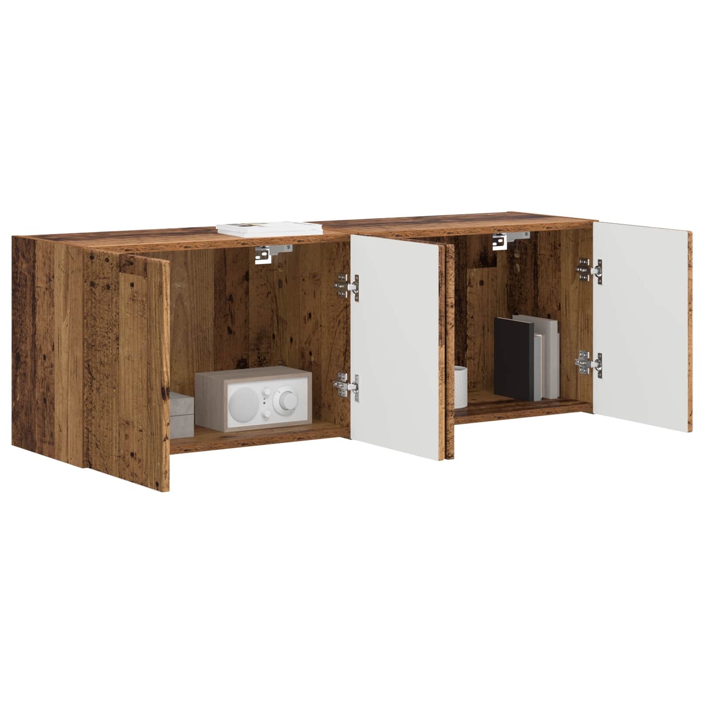 vidaXL TV Wall Cabinet Wall-mounted 2 pcs Old Wood 59.5 x 31 x 40 cm