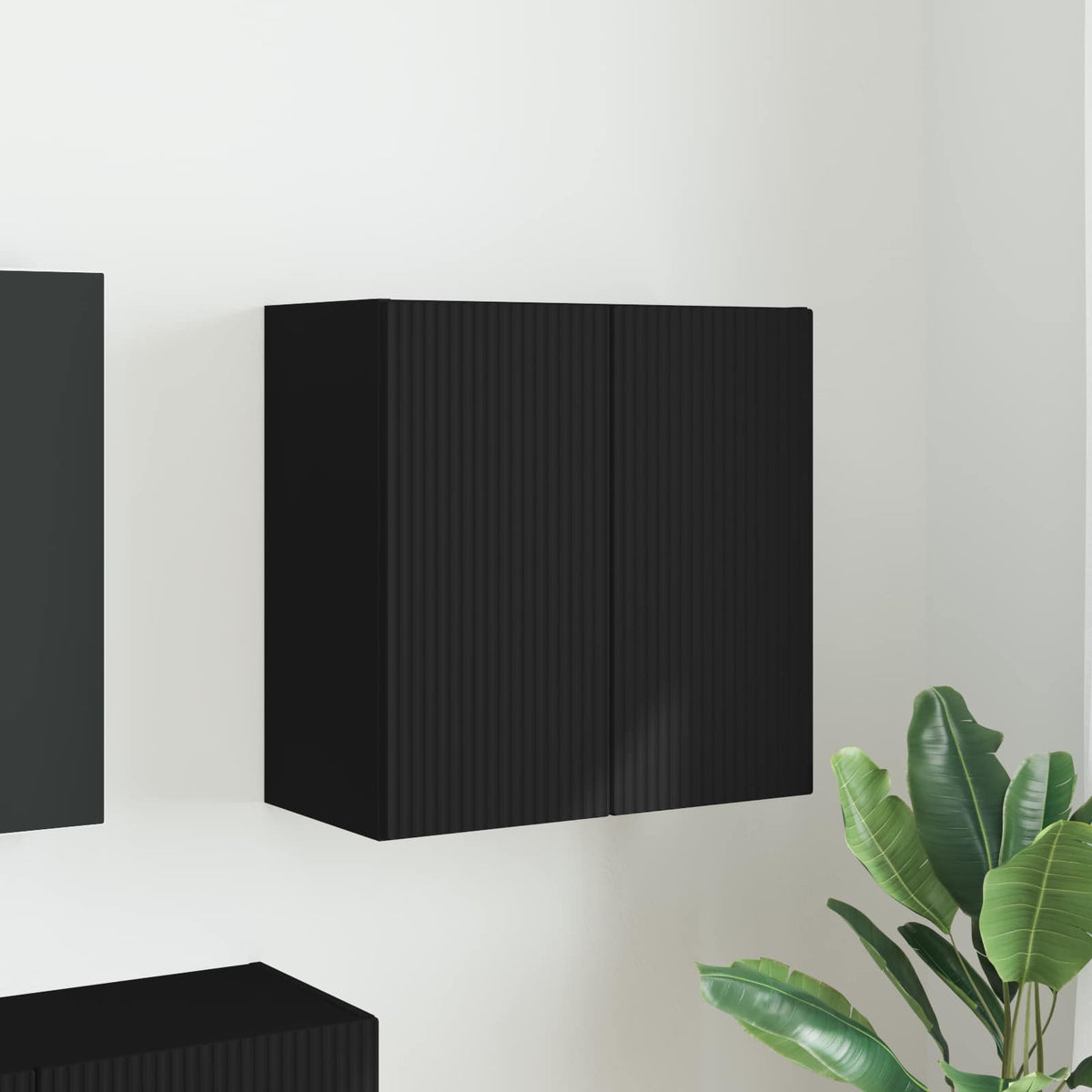 vidaXL TV Wall Cabinet 59.5 x 31 x 60 cm Black Engineered Wood