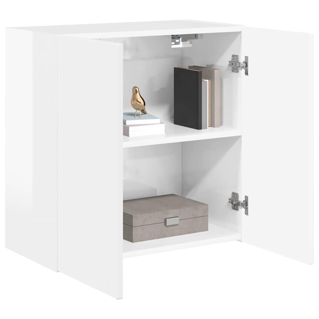 vidaXL TV Wall Cabinet Wall-mounted High Gloss White 59.5 x 31 x 60 cm