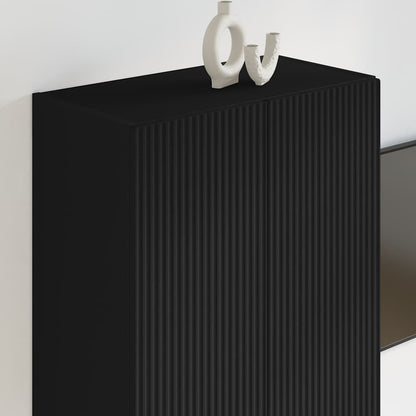 vidaXL TV Wall Cabinet Black 59.5 x 31 x 80 cm Engineered Wood