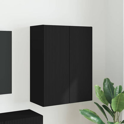 vidaXL TV Wall Cabinet Black 59.5 x 31 x 80 cm Engineered Wood