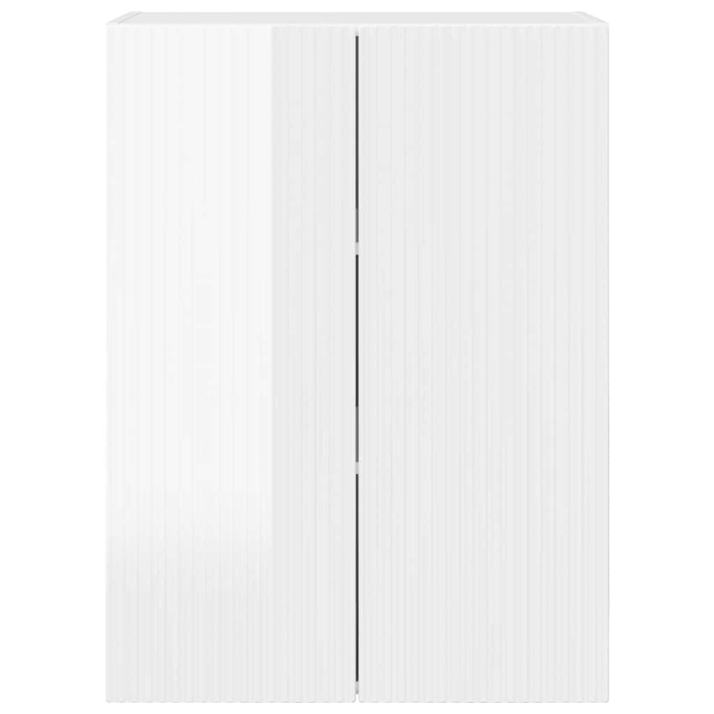 vidaXL TV Wall Cabinet Wall-mounted High Gloss White 59.5 x 31 x 80 cm