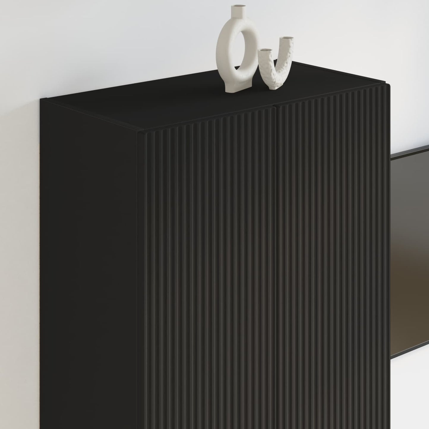 vidaXL TV Wall Cabinet 59.5 x 31 x 100 cm Black Engineered Wood