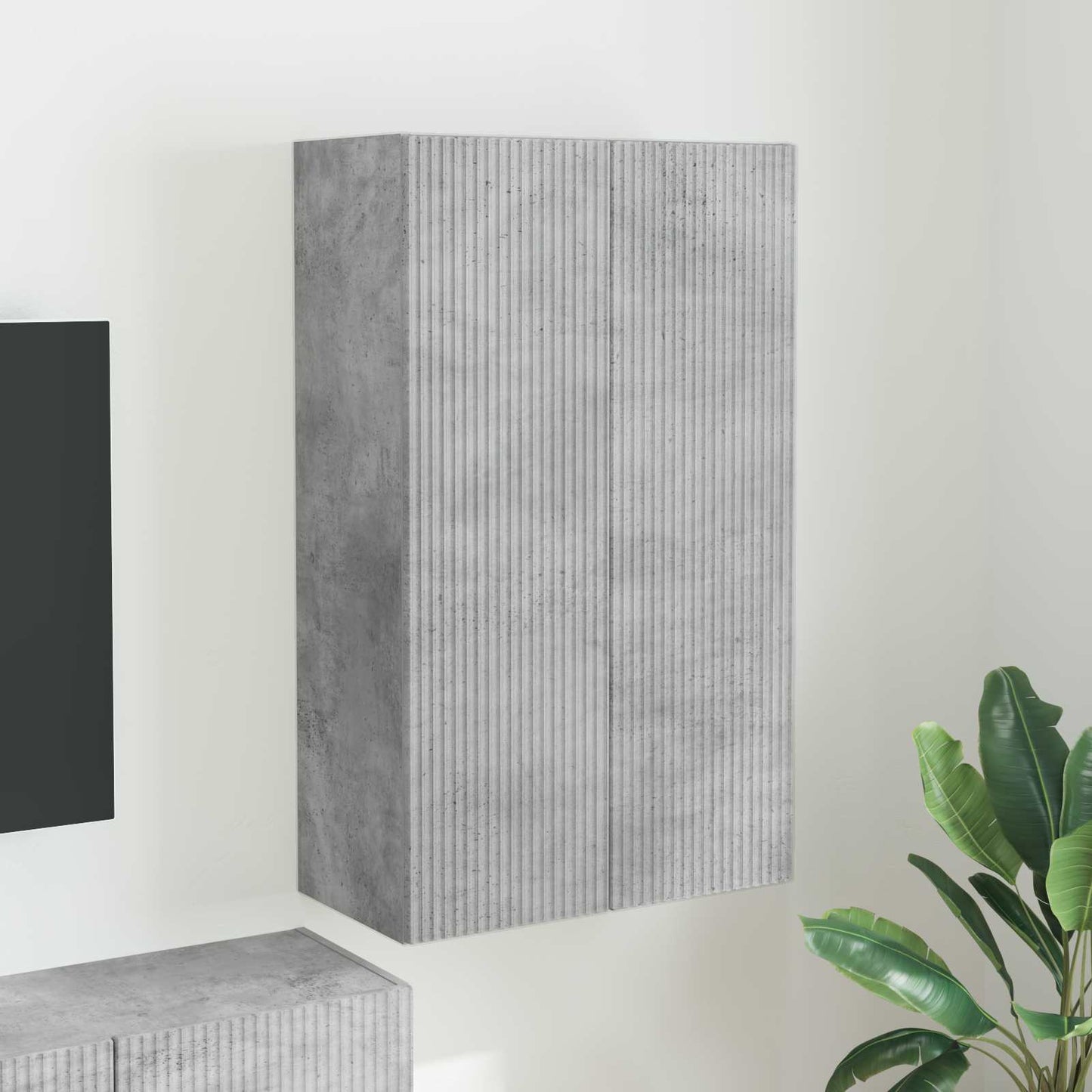 vidaXL TV Wall Cabinet Wall-mounted Concrete Grey 59.5 x 31 x 100 cm