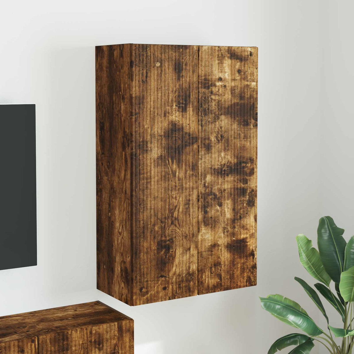 vidaXL TV Wall Cabinet 59.5 x 31 x 100 cm Smoked Oak Engineered Wood