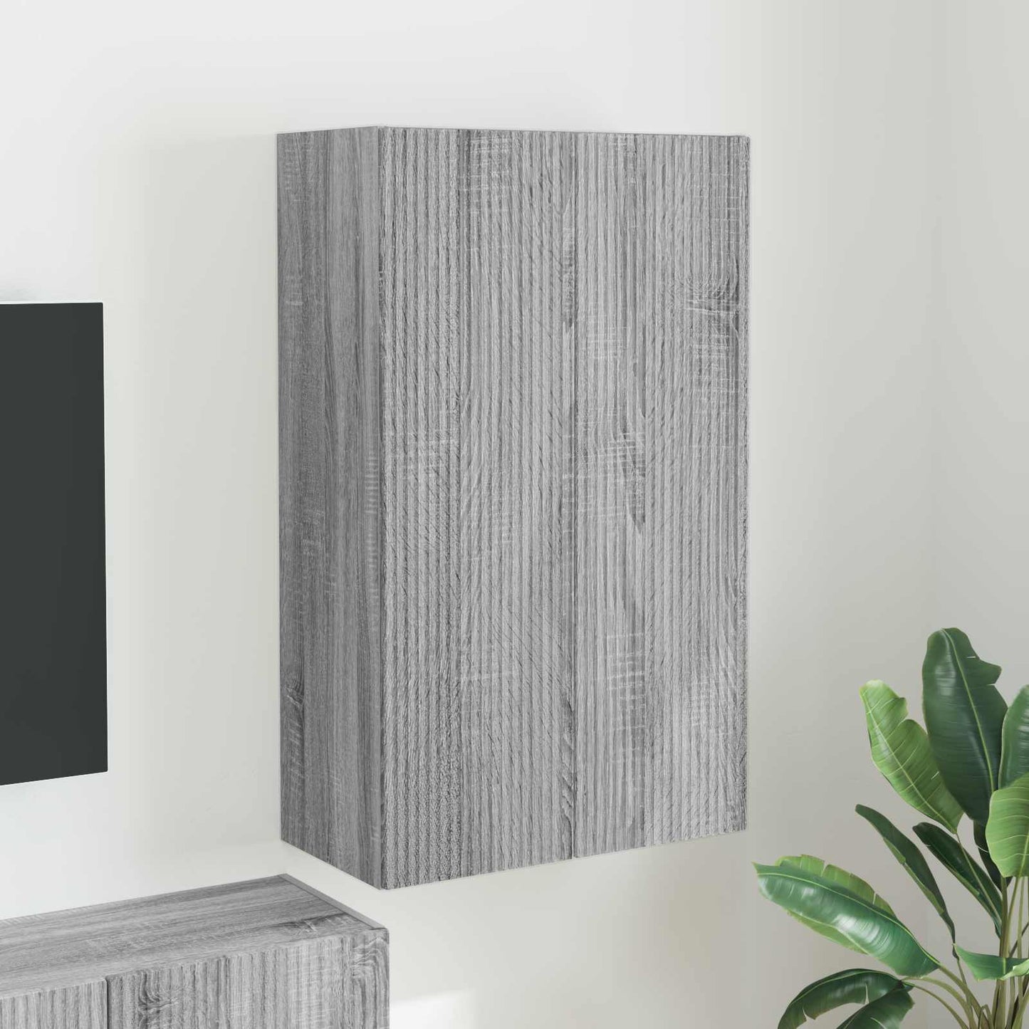 vidaXL TV Wall Cabinet Grey Sonoma 59.5 x 31 x 100 cm Engineered Wood