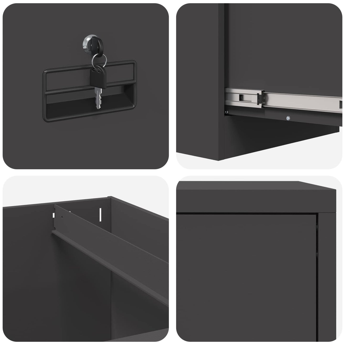 vidaXL File Cabinet Black 44 x 50 x 106.5 cm Cold-Rolled Steel