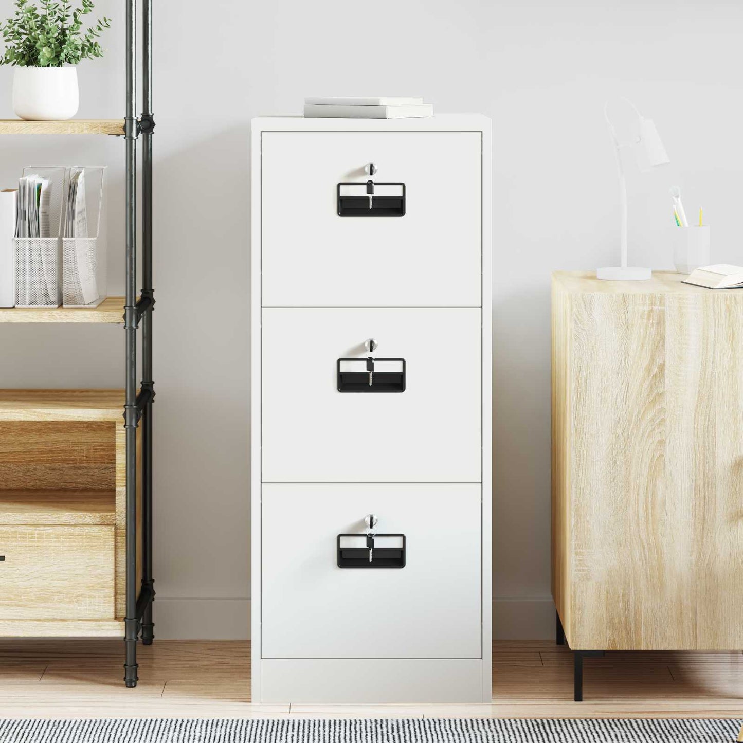 vidaXL File Cabinet White 44 x 50 x 106.5 cm Cold-Rolled Steel