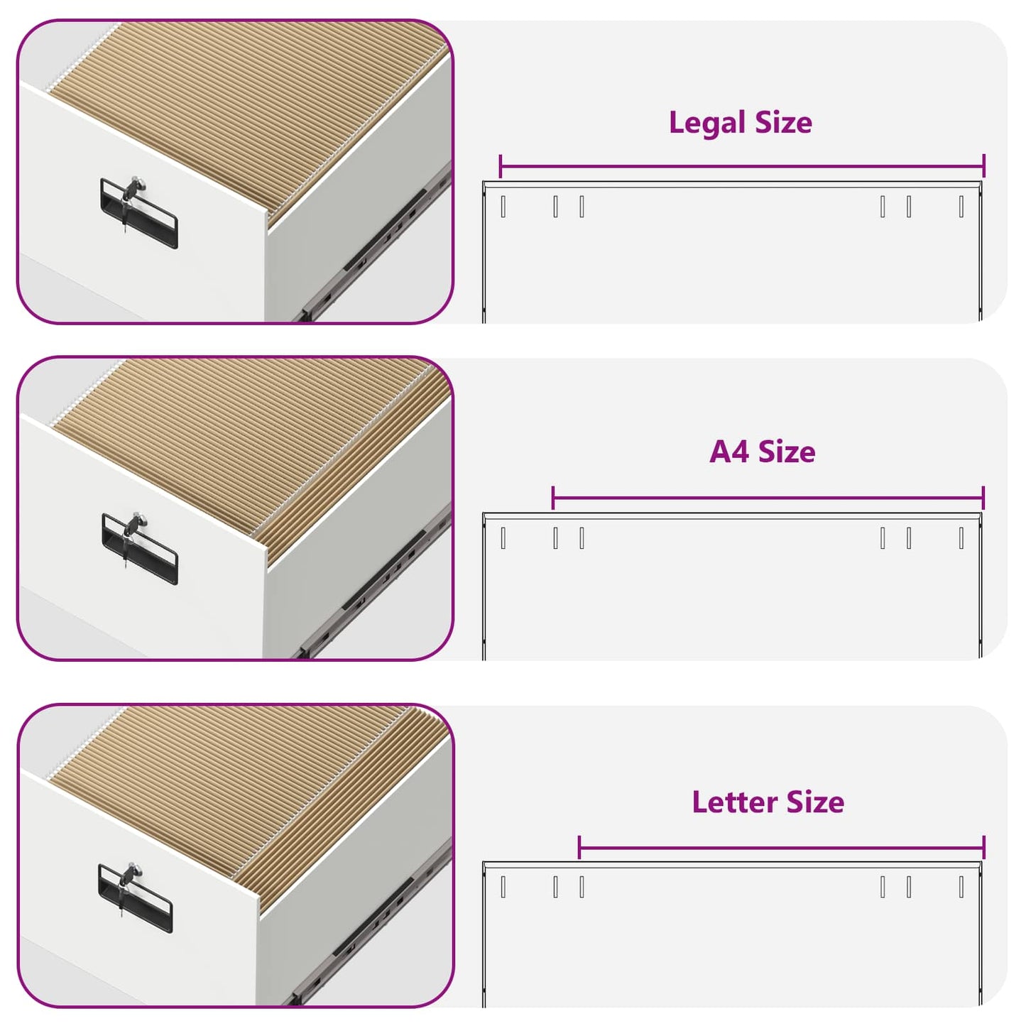 vidaXL File Cabinet White 44 x 50 x 106.5 cm Cold-Rolled Steel