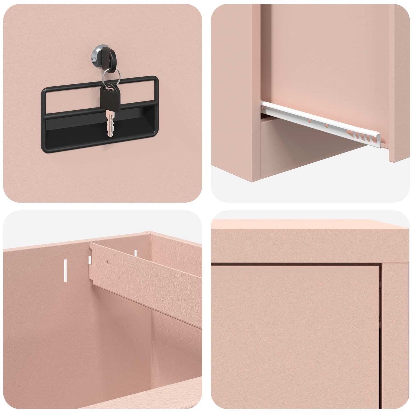 vidaXL File Cabinet Pink 45.5 x 42 x 74.5 cm Cold-Rolled Steel