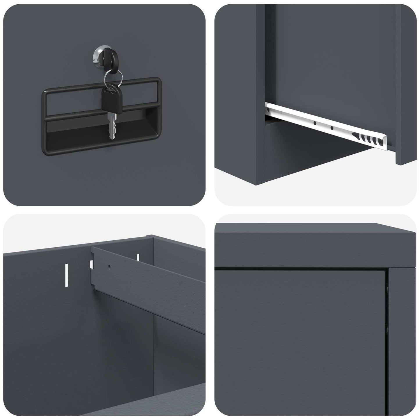 vidaXL File Cabinet Anthracite 45.5 x 42 x 74.5 cm Cold-Rolled Steel