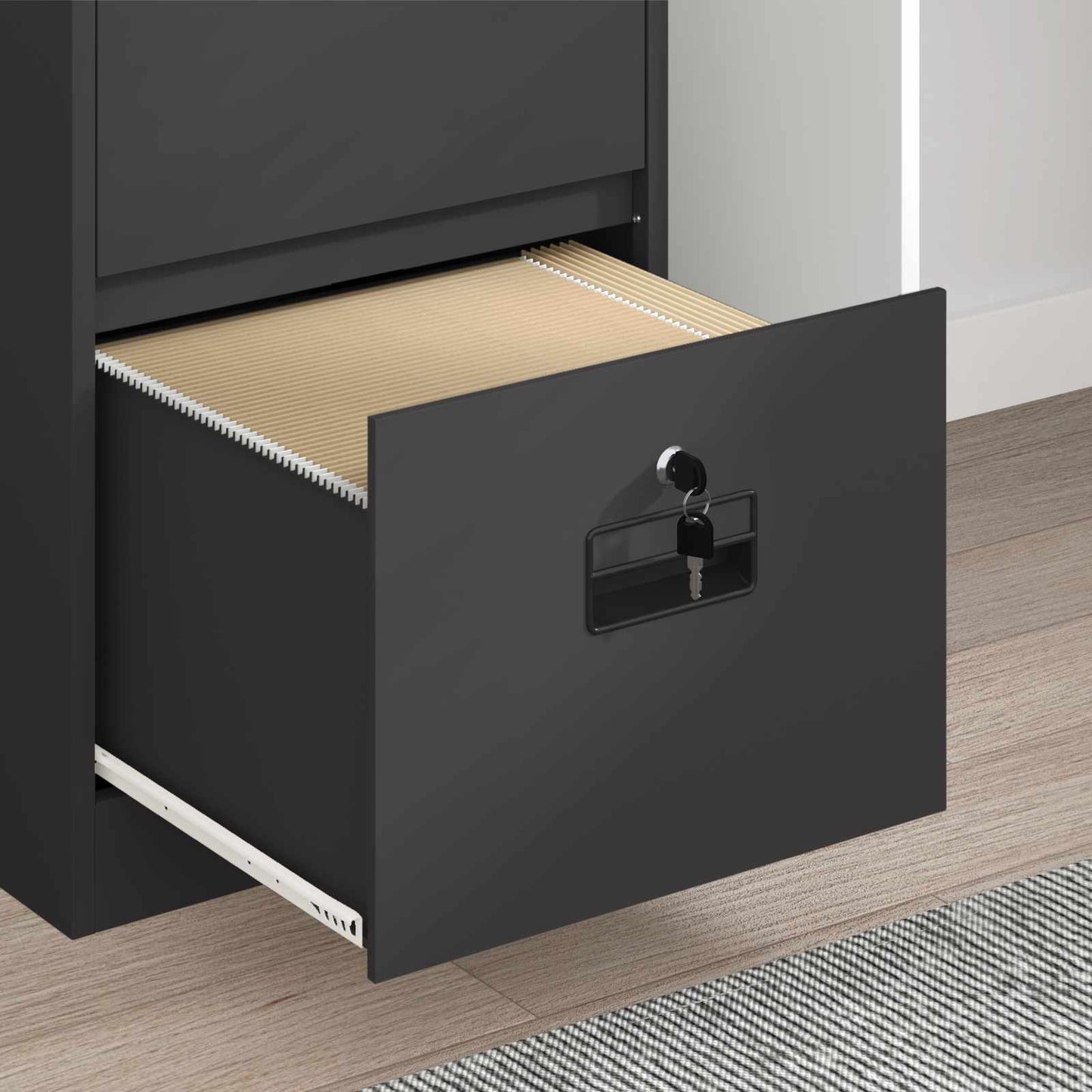 vidaXL File Cabinet Black 45.5 x 42 x 106.5 cm Cold-Rolled Steel