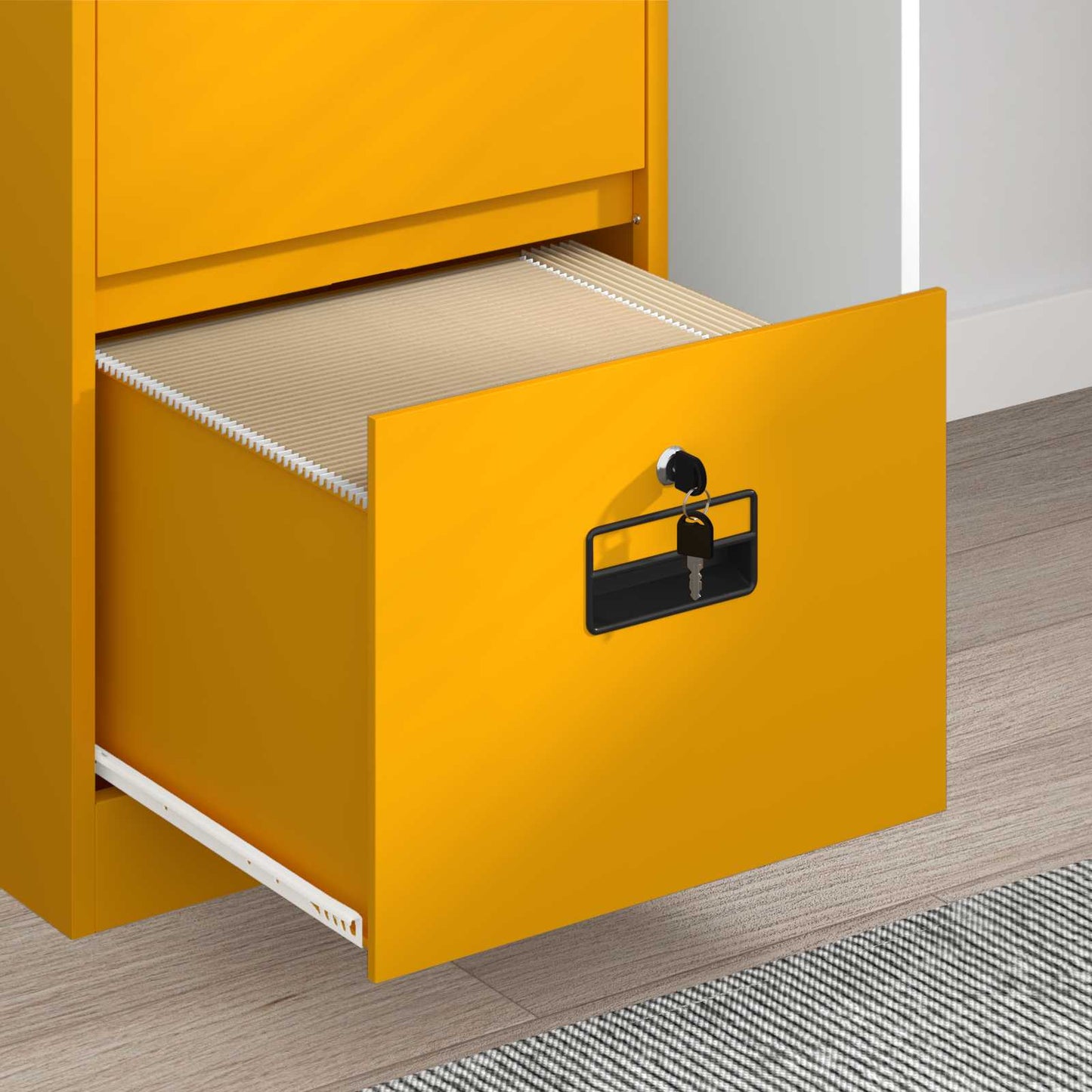 vidaXL File Cabinet with Drawer Mustard Yellow 45.5 x 42 x 106.5 cm