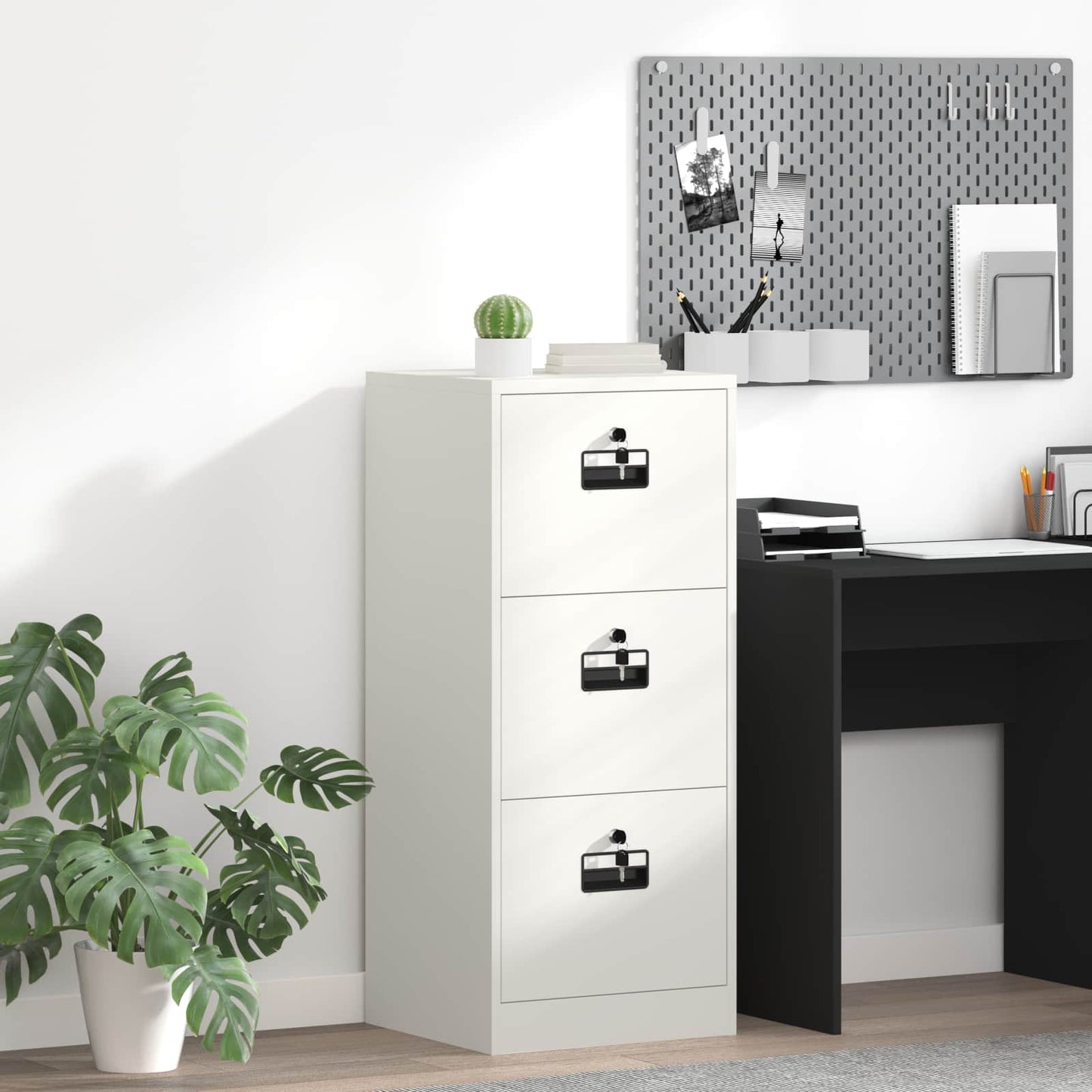 vidaXL File Cabinet White 45.5 x 42 x 106.5 cm Cold-Rolled Steel