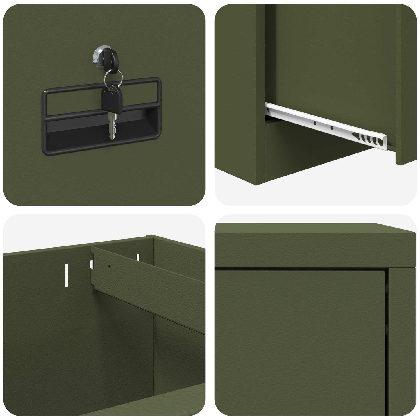 vidaXL File Cabinet Olive Green 45.5 x 42 x 139 cm Cold-Rolled Steel