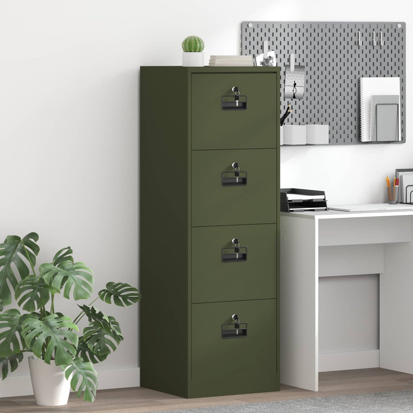 vidaXL File Cabinet Olive Green 45.5 x 42 x 139 cm Cold-Rolled Steel