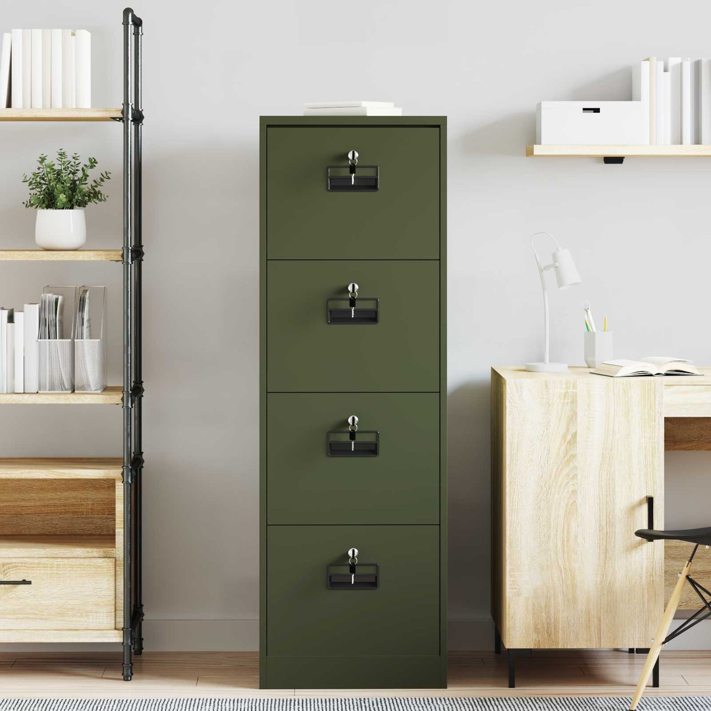 vidaXL File Cabinet Olive Green 45.5 x 42 x 139 cm Cold-Rolled Steel