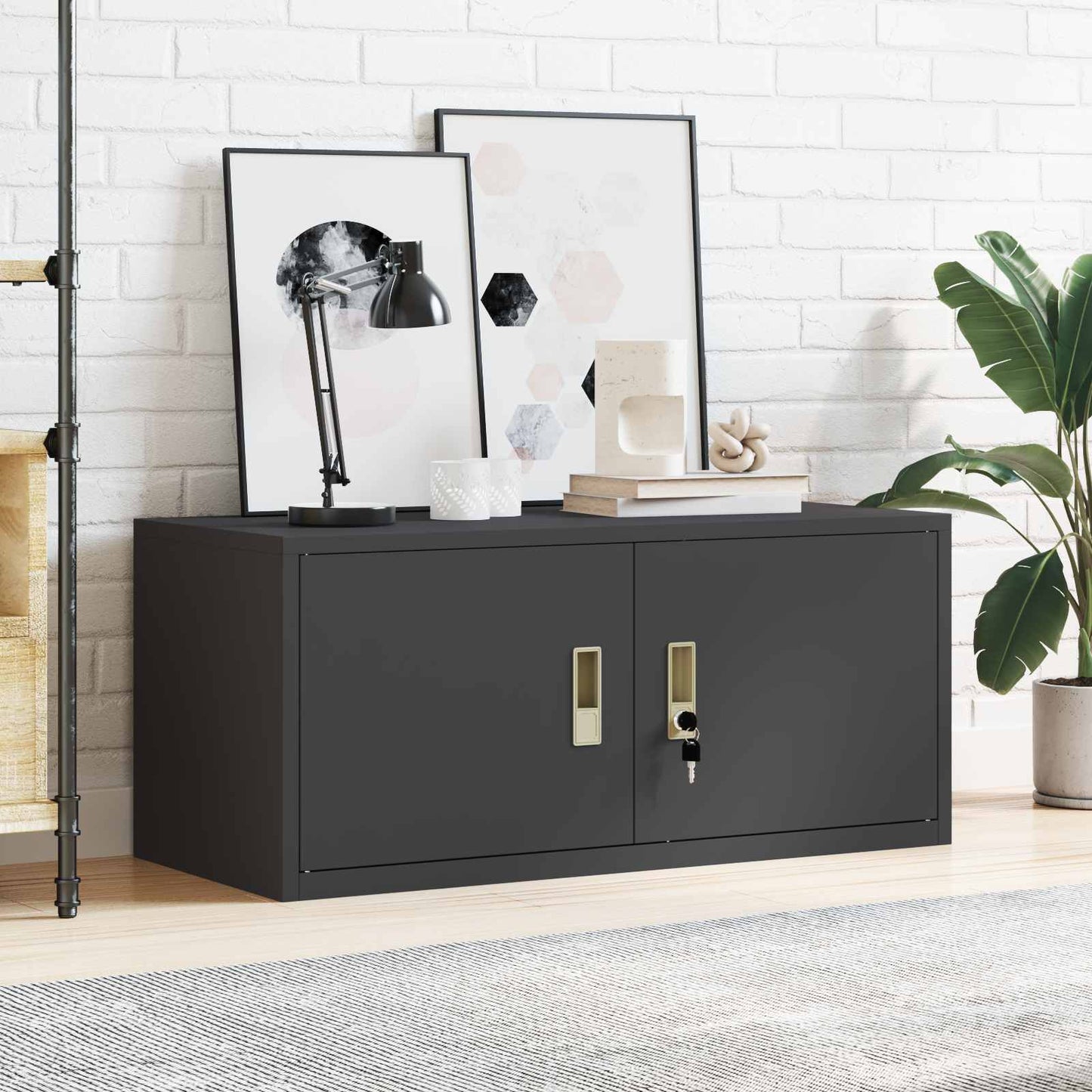 vidaXL Storage Cabinet Black 90 x 40 x 40 cm Steel