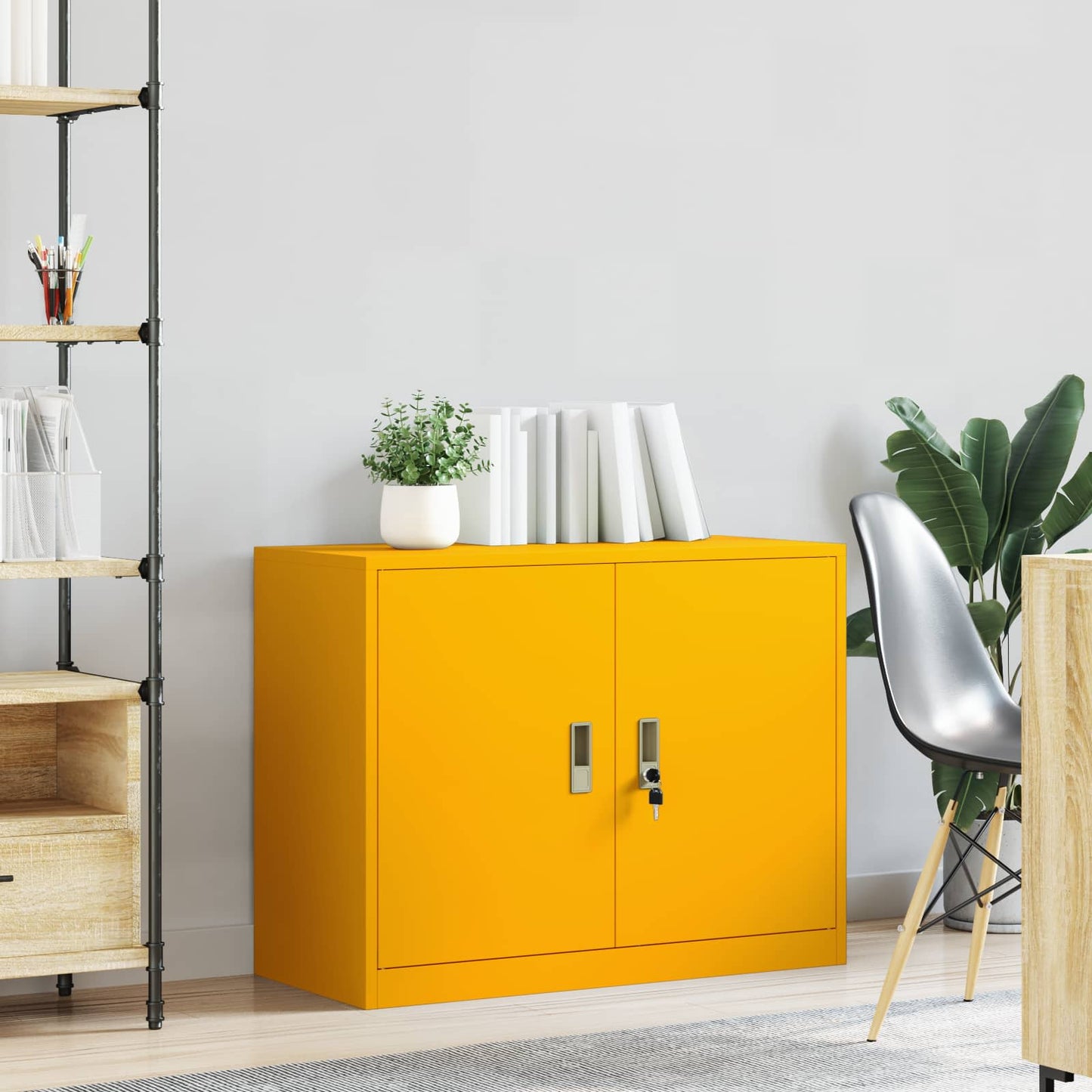 vidaXL Storage Cabinet Mustard Yellow 90 x 40 x 70 cm Steel
