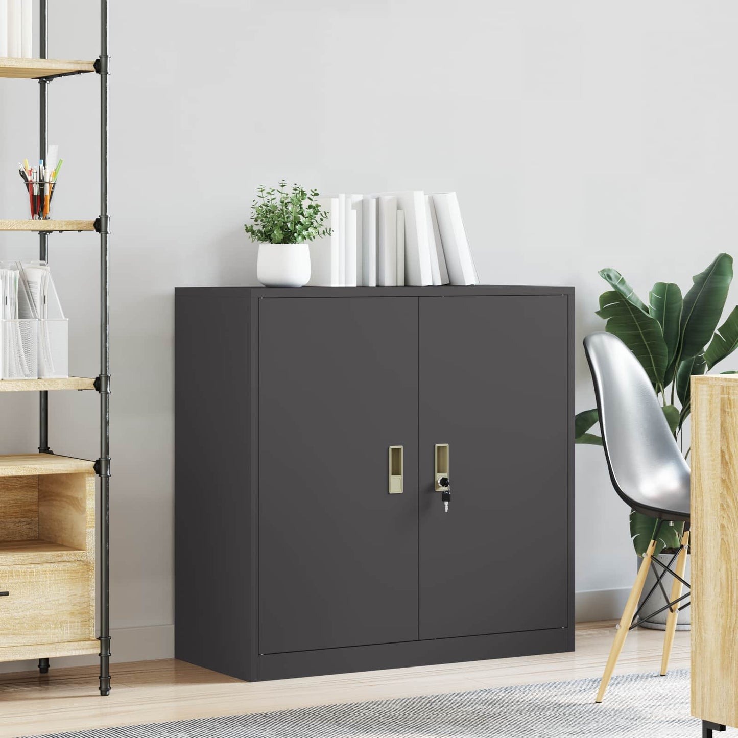 vidaXL Storage Cabinet Black 90 x 40 x 90 cm Steel