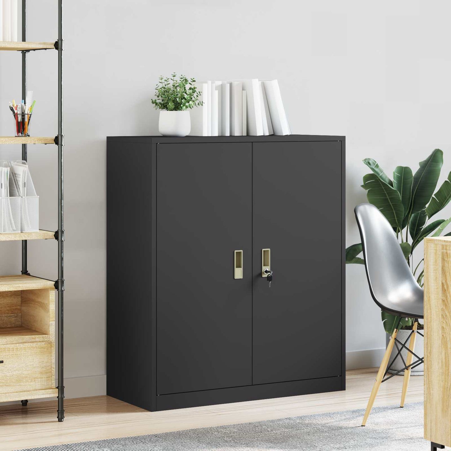 vidaXL Storage Cabinet Black 90 x 40 x 105 cm Steel
