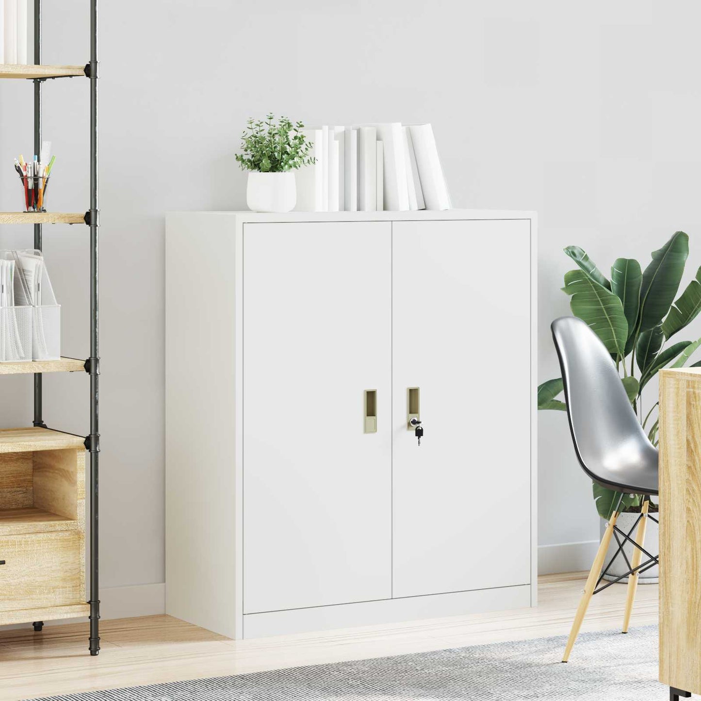 vidaXL Storage Cabinet White 90 x 40 x 105 cm Steel