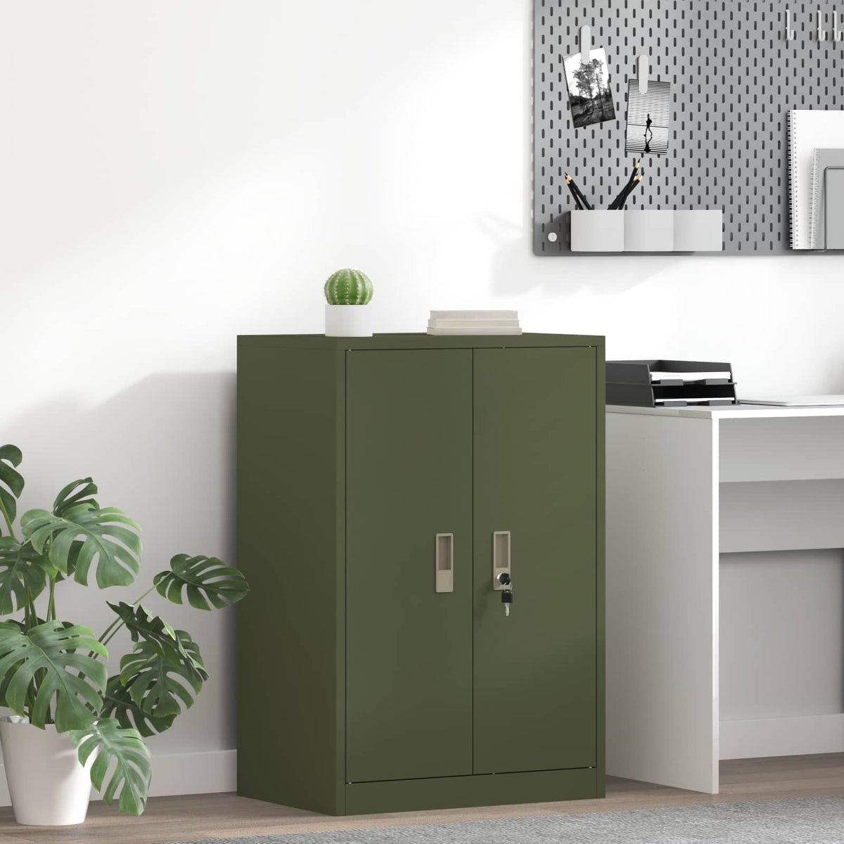 vidaXL Storage Cabinet Olive Green 60 x 40 x 90 cm Steel