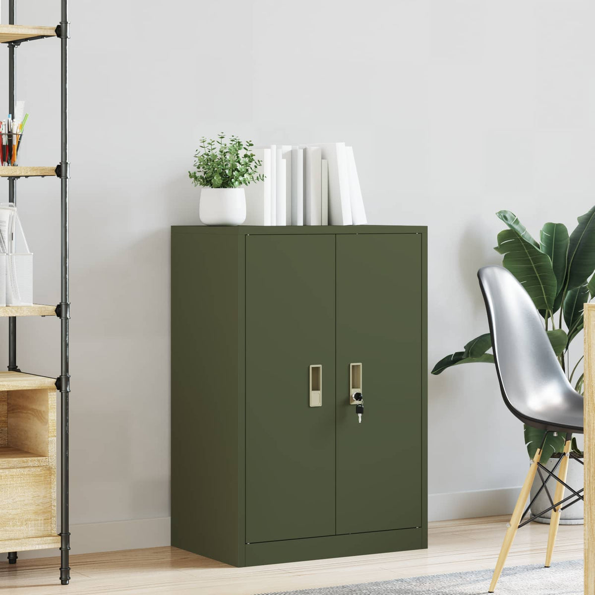 vidaXL Storage Cabinet Olive Green 60 x 40 x 90 cm Steel