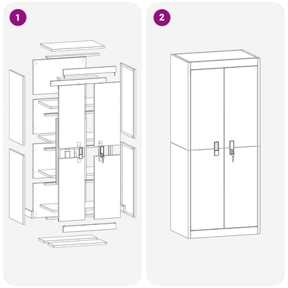 vidaXL Storage Cabinet White 60 x 40 x 140 cm Steel