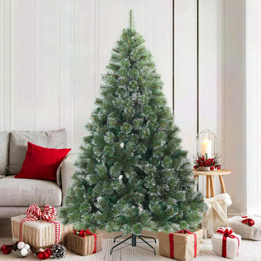 vidaXL Artificial Hinged Christmas Tree Snow Flocked Green 180 cm