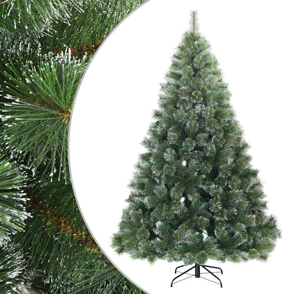 vidaXL Artificial Hinged Christmas Tree Snow Flocked Green 210 cm