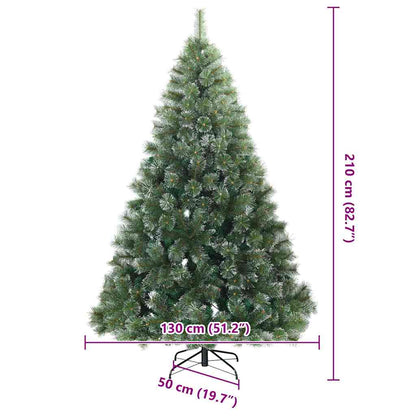 vidaXL Artificial Hinged Christmas Tree Snow Flocked Green 210 cm