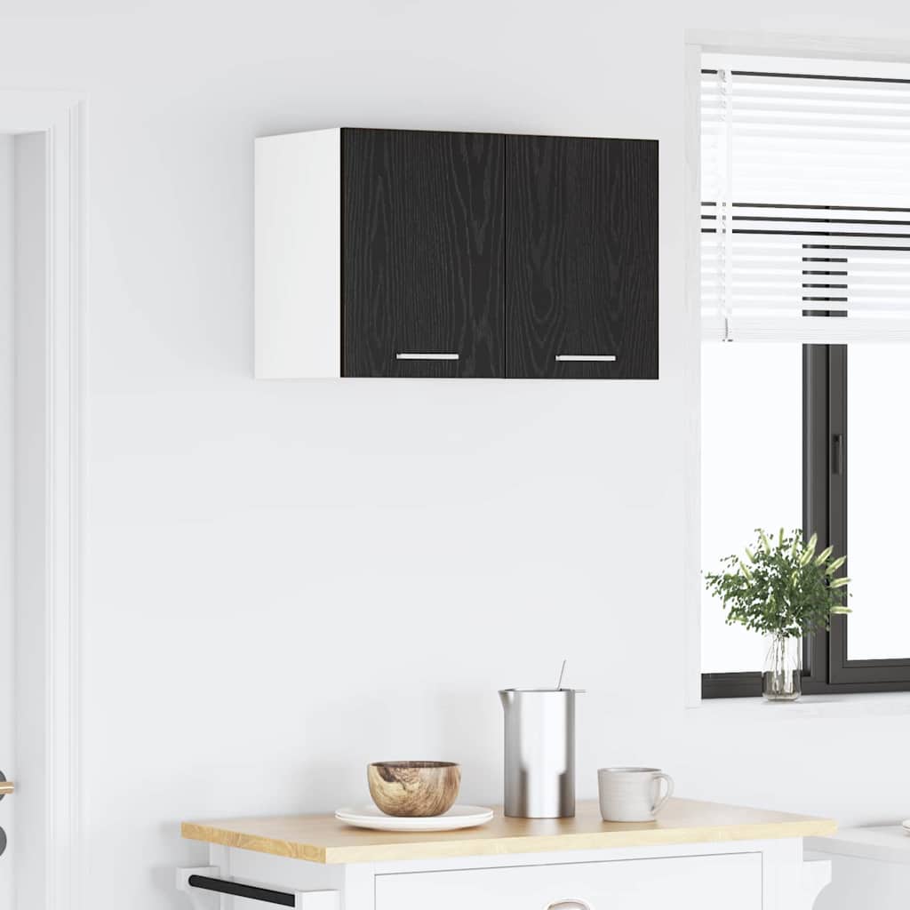 vidaXL Hanging Cabinet with Door Black Oak and White 30 x 31 x 40 cm