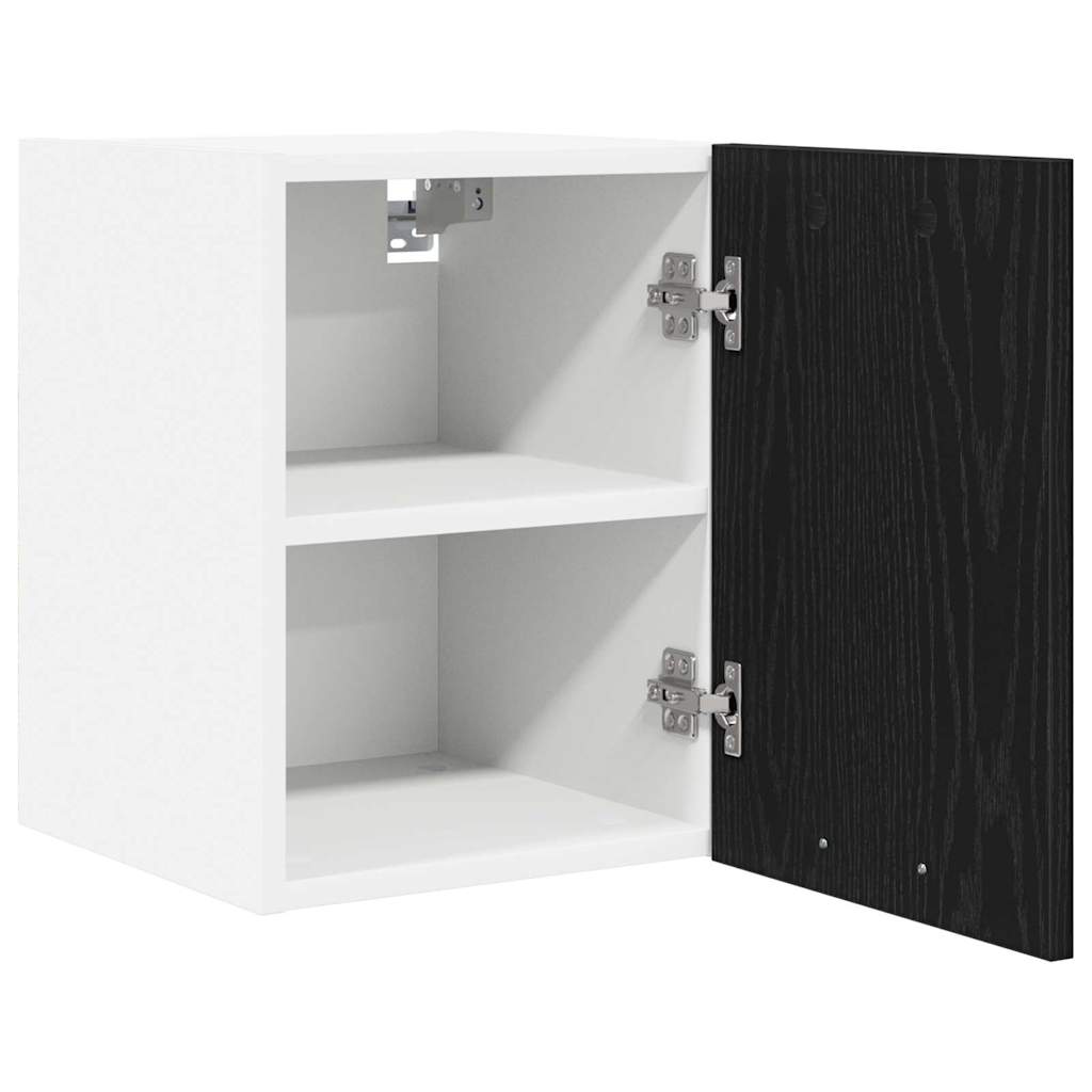vidaXL Hanging Cabinet with Door Black Oak and White 30 x 31 x 40 cm