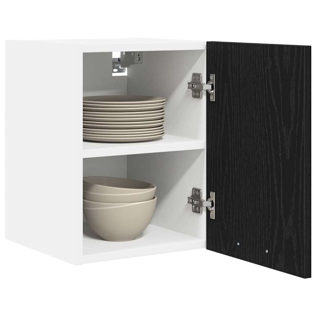 vidaXL Hanging Cabinet with Door Black Oak and White 30 x 31 x 40 cm