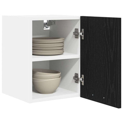 vidaXL Hanging Cabinet with Door Black Oak and White 30 x 31 x 40 cm