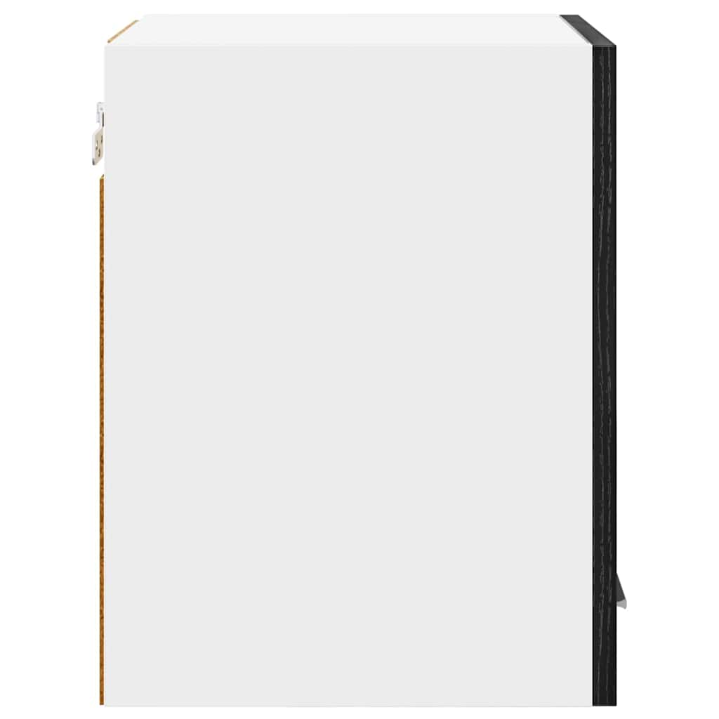 vidaXL Hanging Cabinet with Door Black Oak and White 30 x 31 x 40 cm