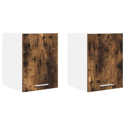 vidaXL Hanging Cabinet 2 pcs Smoked Oak and White 30 x 31 x 40 cm