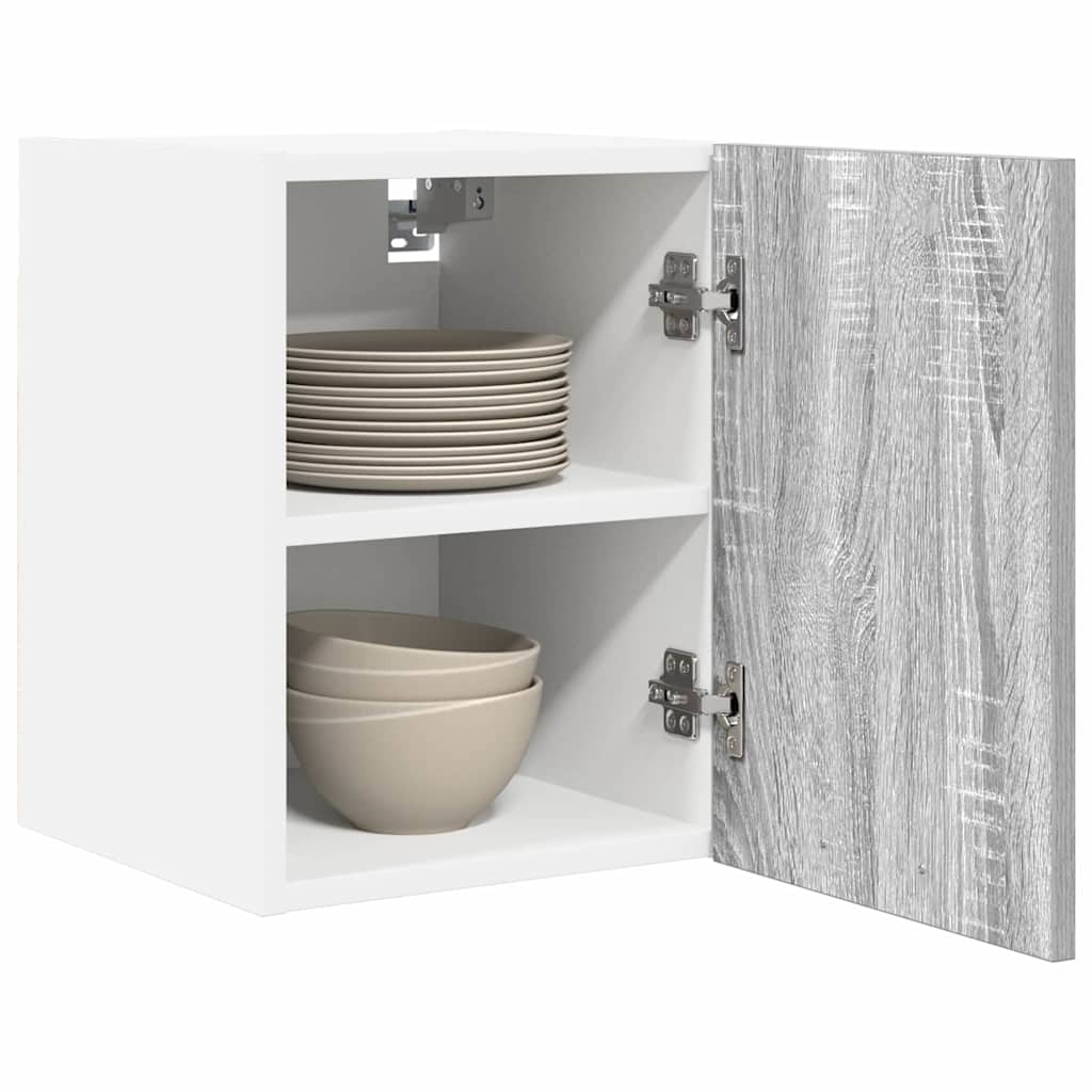 vidaXL Hanging Cabinet 2 pcs Grey Sonoma and White 30 x 31 x 40 cm