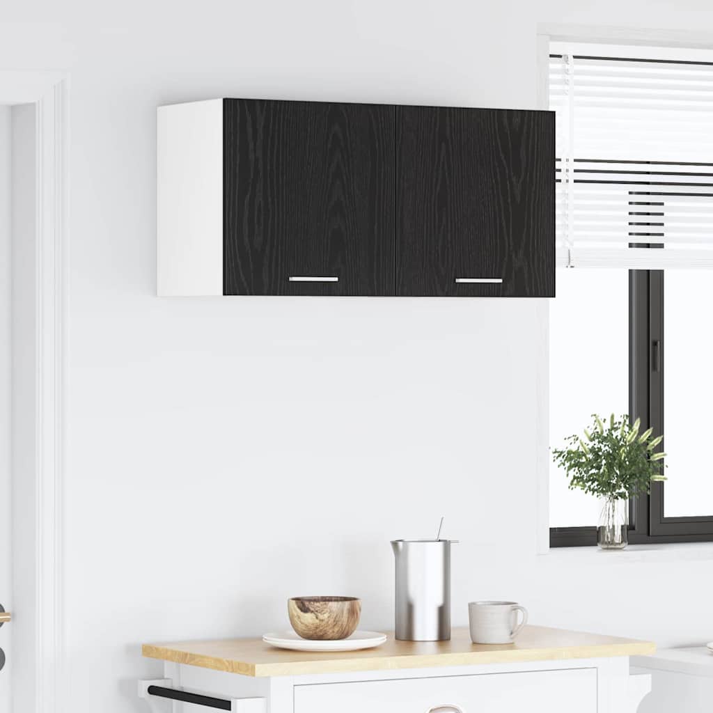 vidaXL Hanging Cabinet Black Oak and White 40 x 31 x 40 cm